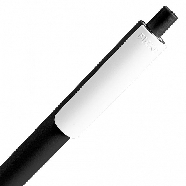 Ручка шариковая Pigra P03 Mat, черная с белым с логотипом в Белгороде заказать по выгодной цене в кибермаркете AvroraStore