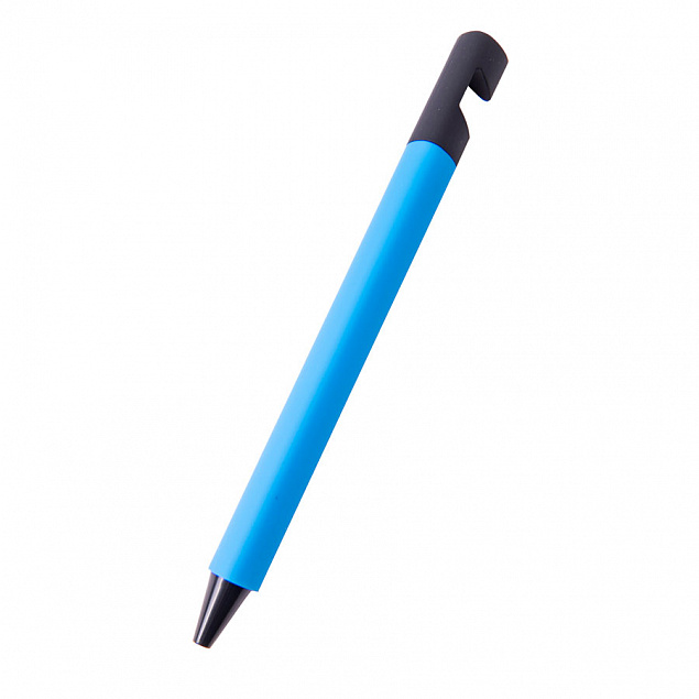 N5 soft, ручка шариковая, голубой/черный, пластик,soft-touch, подставка для смартфона с логотипом в Белгороде заказать по выгодной цене в кибермаркете AvroraStore