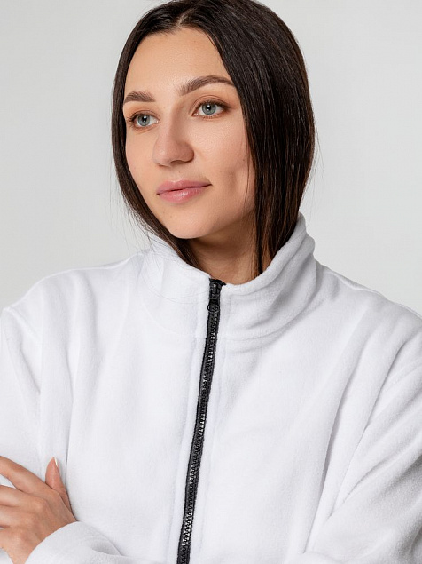 Куртка флисовая унисекс Manakin, белая с логотипом в Белгороде заказать по выгодной цене в кибермаркете AvroraStore