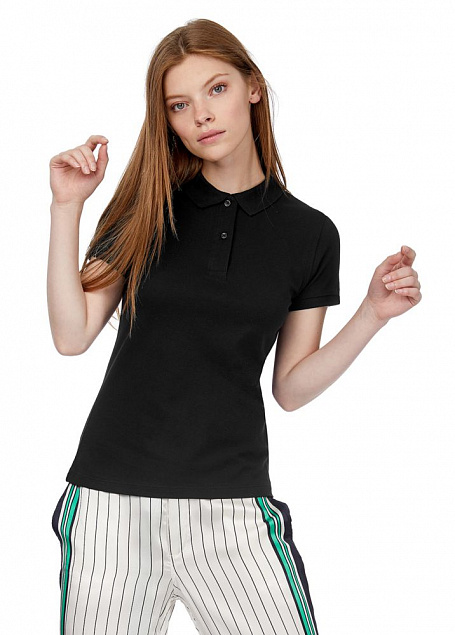 Рубашка поло женская Inspire черная с логотипом в Белгороде заказать по выгодной цене в кибермаркете AvroraStore