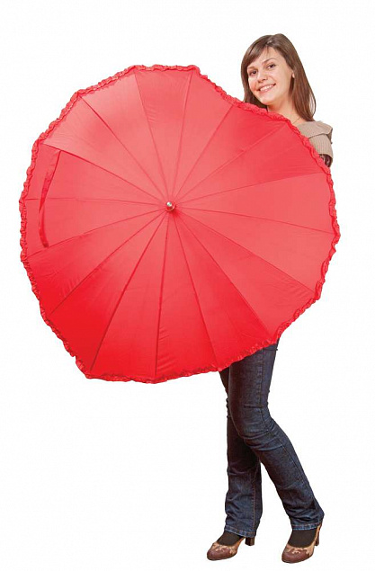 Зонт-трость «Сердце», красный с логотипом в Белгороде заказать по выгодной цене в кибермаркете AvroraStore