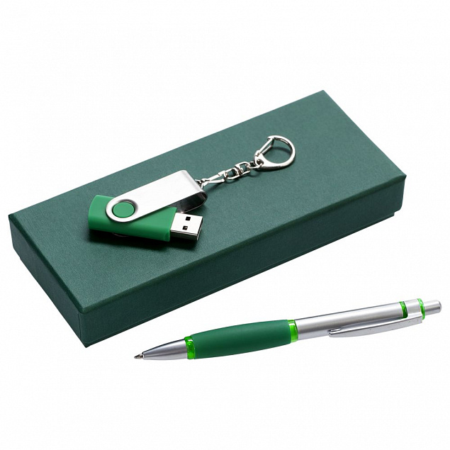 Набор Notes: ручка и флешка 8 Гб, зеленый с логотипом в Белгороде заказать по выгодной цене в кибермаркете AvroraStore