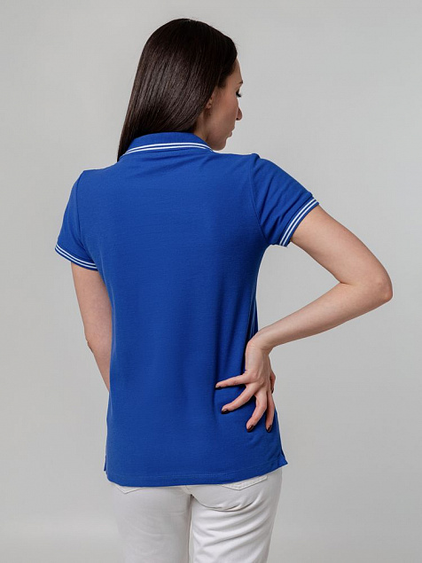 Рубашка поло женская Virma Stripes Lady, ярко-синяя с логотипом в Белгороде заказать по выгодной цене в кибермаркете AvroraStore