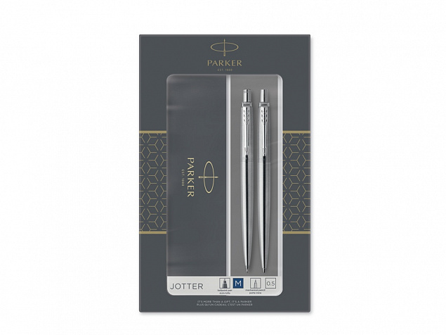 Набор Parker Jotter Core Stainless Steel CT ручка шариковая, карандаш механический с логотипом в Белгороде заказать по выгодной цене в кибермаркете AvroraStore