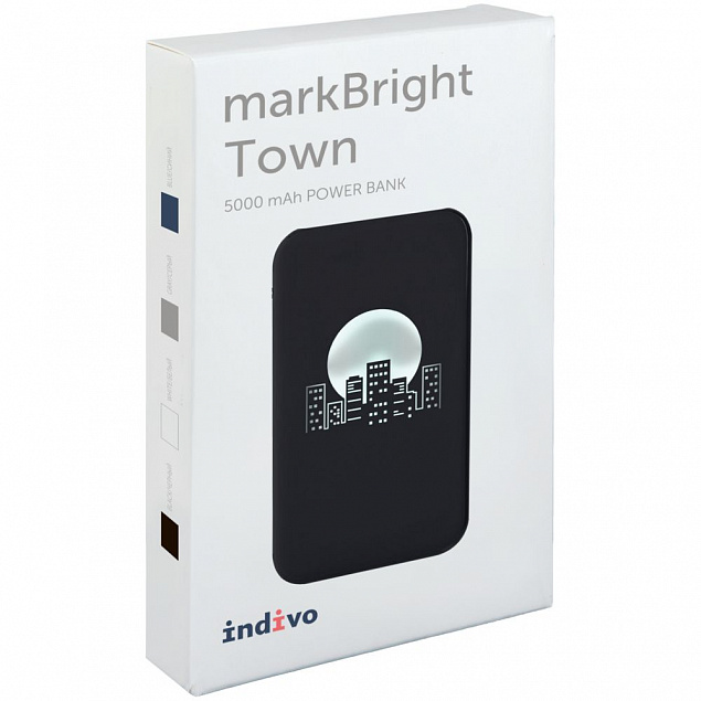 Аккумулятор с подсветкой markBright Town, 5000 мАч, черный с логотипом в Белгороде заказать по выгодной цене в кибермаркете AvroraStore