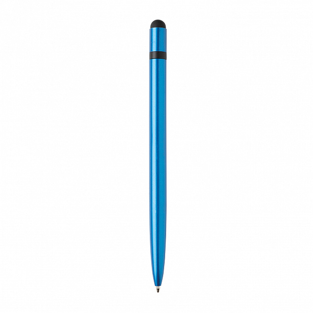 Металлическая ручка-стилус Slim, голубой с логотипом в Белгороде заказать по выгодной цене в кибермаркете AvroraStore