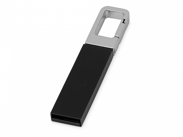 Флеш-карта USB 2.0 16 Gb с карабином Hook, черный/серебристый с логотипом в Белгороде заказать по выгодной цене в кибермаркете AvroraStore