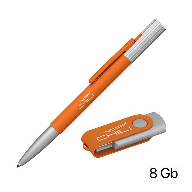 Набор ручка "Clas" + флеш-карта "Vostok" 8 Гб в футляре, покрытие soft touch с логотипом в Белгороде заказать по выгодной цене в кибермаркете AvroraStore