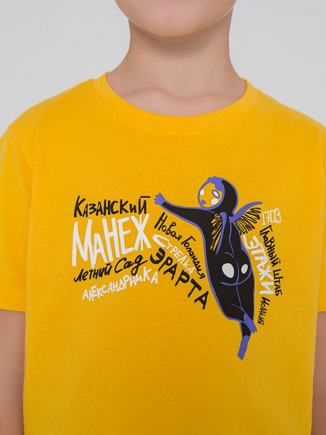 Футболка детская «Гидонисты», желтая с логотипом в Белгороде заказать по выгодной цене в кибермаркете AvroraStore