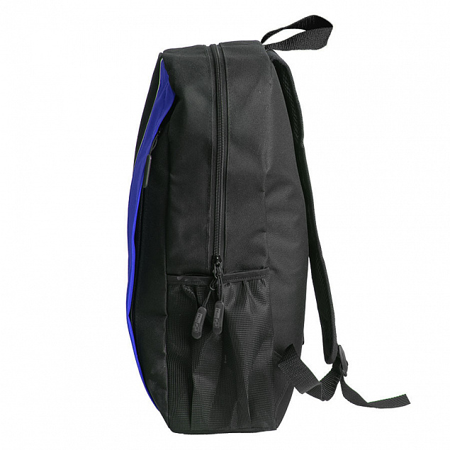 Рюкзак PLUS, чёрный/синий, 44 x 26 x 12 см, 100% полиэстер 600D с логотипом в Белгороде заказать по выгодной цене в кибермаркете AvroraStore