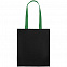 Холщовая сумка BrighTone, черная с зелеными ручками с логотипом в Белгороде заказать по выгодной цене в кибермаркете AvroraStore