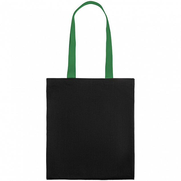 Холщовая сумка BrighTone, черная с зелеными ручками с логотипом в Белгороде заказать по выгодной цене в кибермаркете AvroraStore