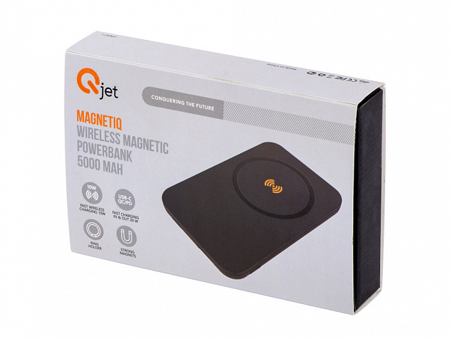 Магнитный беспроводной внешний аккумулятор с быстрой зарядкой QC/PD 20 Вт «MagnetIQ», 5000 mAh с логотипом в Белгороде заказать по выгодной цене в кибермаркете AvroraStore