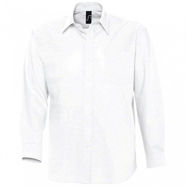 Рубашка мужская с длинным рукавом BOSTON, белая с логотипом в Белгороде заказать по выгодной цене в кибермаркете AvroraStore