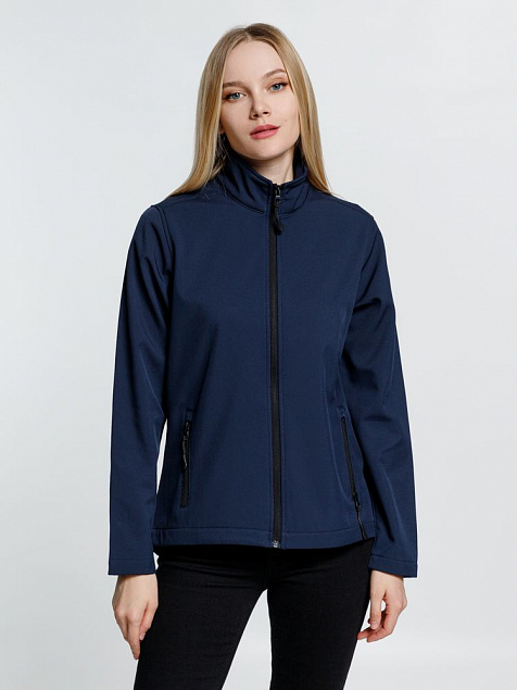 Куртка софтшелл женская RACE WOMEN темно-синяя с логотипом в Белгороде заказать по выгодной цене в кибермаркете AvroraStore