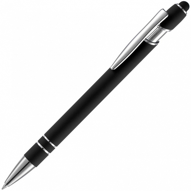 Ручка шариковая Pointer Soft Touch со стилусом, черная с логотипом в Белгороде заказать по выгодной цене в кибермаркете AvroraStore