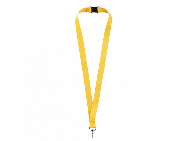 Ремешок на шею с карабином Бибионе, желтый с логотипом в Белгороде заказать по выгодной цене в кибермаркете AvroraStore