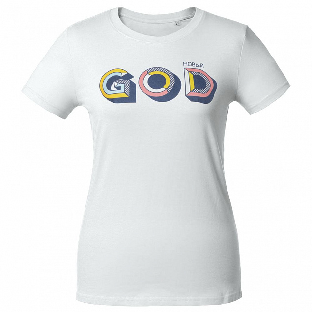 Футболка женская «Новый GOD», белая с логотипом в Белгороде заказать по выгодной цене в кибермаркете AvroraStore
