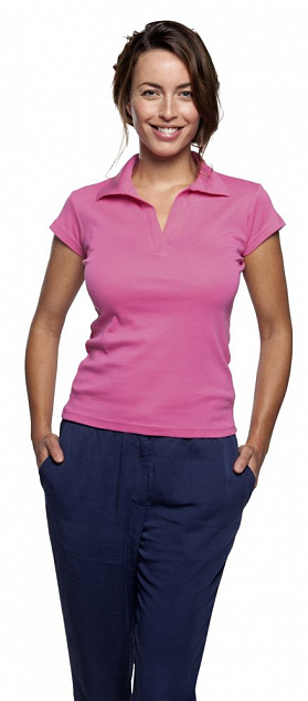 Рубашка поло женская без пуговиц PRETTY 220, кобальт (темно-синяя) с логотипом в Белгороде заказать по выгодной цене в кибермаркете AvroraStore