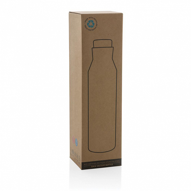 Вакуумная бутылка Gaia из переработанной нержавеющей стали RCS, 600 мл с логотипом в Белгороде заказать по выгодной цене в кибермаркете AvroraStore