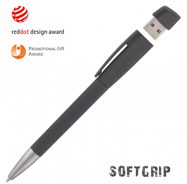 Ручка с флеш-картой USB 16GB «TURNUSsoftgrip M» с логотипом в Белгороде заказать по выгодной цене в кибермаркете AvroraStore