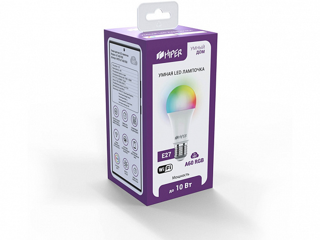 Умная лампочка HIPER IoT A60 RGB с логотипом в Белгороде заказать по выгодной цене в кибермаркете AvroraStore