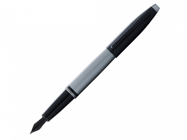 Ручка перьевая Calais Matte Gray and Black Lacquer, перо F с логотипом в Белгороде заказать по выгодной цене в кибермаркете AvroraStore