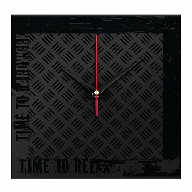 Часы настенные стеклянные Hard Work Black с логотипом в Белгороде заказать по выгодной цене в кибермаркете AvroraStore