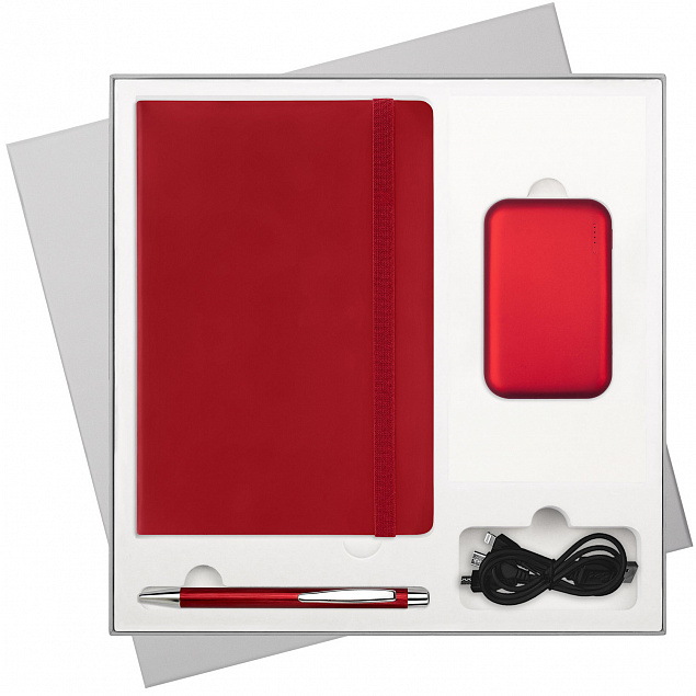 Подарочный набор Portobello/Alpha BtoBook красный (Ежедневник недат А5, Ручка, Power Bank) с логотипом в Белгороде заказать по выгодной цене в кибермаркете AvroraStore