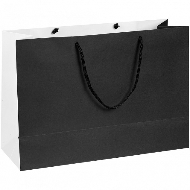 Пакет бумажный Bicolor, белый с черным с логотипом в Белгороде заказать по выгодной цене в кибермаркете AvroraStore