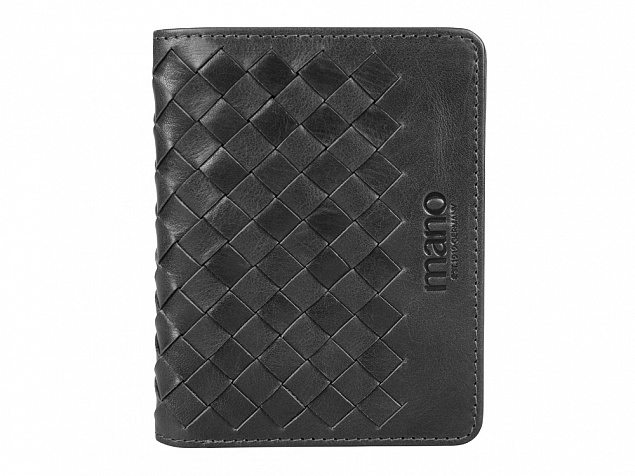 Портмоне для кредитных карт Mano Don Luca, натуральная кожа в черном цвете, 8,5 х 11 см с логотипом в Белгороде заказать по выгодной цене в кибермаркете AvroraStore