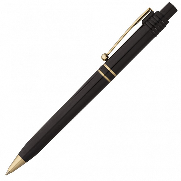 Ручка шариковая Raja Gold, черная с логотипом в Белгороде заказать по выгодной цене в кибермаркете AvroraStore