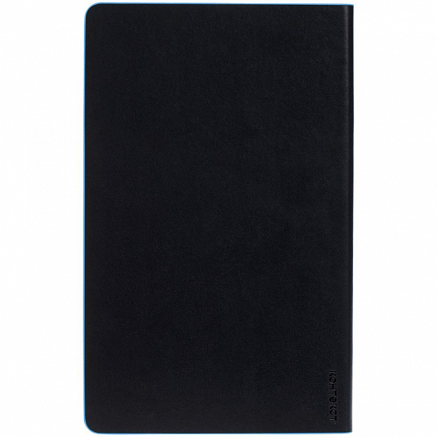Ежедневник Trait, недатированный, черный с голубым с логотипом в Белгороде заказать по выгодной цене в кибермаркете AvroraStore