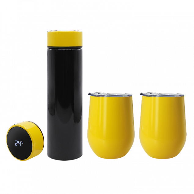 Набор Hot Box Duo C2B grey (черный с желтым) с логотипом в Белгороде заказать по выгодной цене в кибермаркете AvroraStore