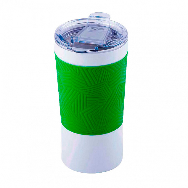 Термокружка вакуумная 'Funny" белая, зеленая, силикон с логотипом в Белгороде заказать по выгодной цене в кибермаркете AvroraStore