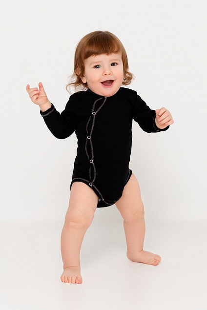 Боди детское Baby Prime, черное с логотипом в Белгороде заказать по выгодной цене в кибермаркете AvroraStore