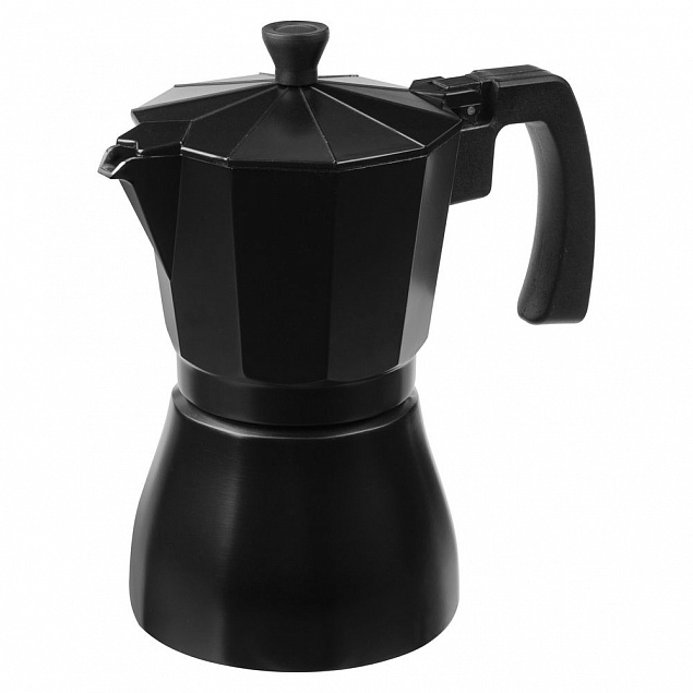 Гейзерная кофеварка Siena, черная с логотипом в Белгороде заказать по выгодной цене в кибермаркете AvroraStore