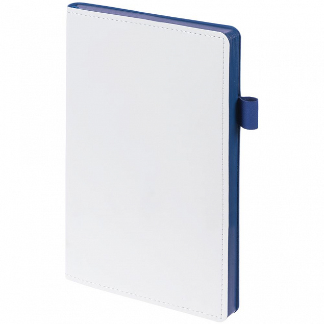 Ежедневник White Shall, недатированный, белый с синим с логотипом в Белгороде заказать по выгодной цене в кибермаркете AvroraStore