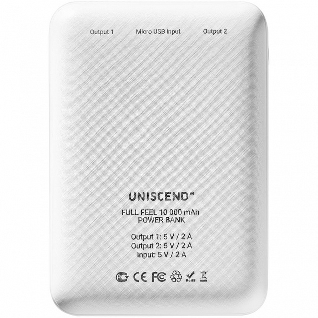 Внешний аккумулятор Uniscend Full Feel 10000 mAh, белый с логотипом в Белгороде заказать по выгодной цене в кибермаркете AvroraStore