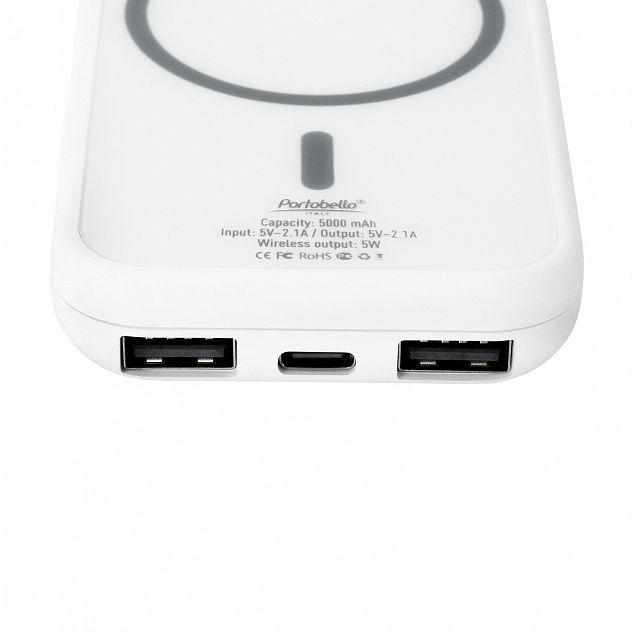 Внешний аккумулятор, Ultima Wireless Magnetic, 5000 mah, белый с логотипом в Белгороде заказать по выгодной цене в кибермаркете AvroraStore