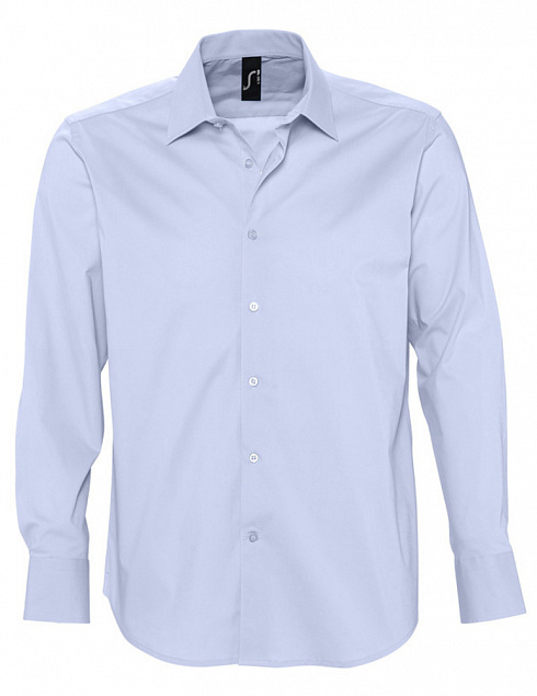 Рубашка мужская с длинным рукавом BRIGHTON, голубая с логотипом в Белгороде заказать по выгодной цене в кибермаркете AvroraStore