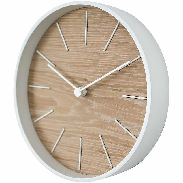 Часы настенные Kudo, беленый дуб с логотипом в Белгороде заказать по выгодной цене в кибермаркете AvroraStore