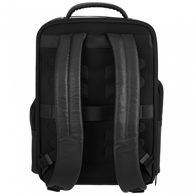 Кожаный рюкзак для ноутбука Santiago, черный с логотипом в Белгороде заказать по выгодной цене в кибермаркете AvroraStore