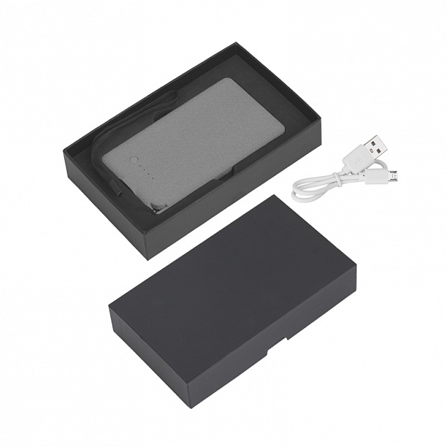 Зарядное устройство "Камень" с покрытием soft grip, 4000 mAh в подарочной коробке с логотипом в Белгороде заказать по выгодной цене в кибермаркете AvroraStore