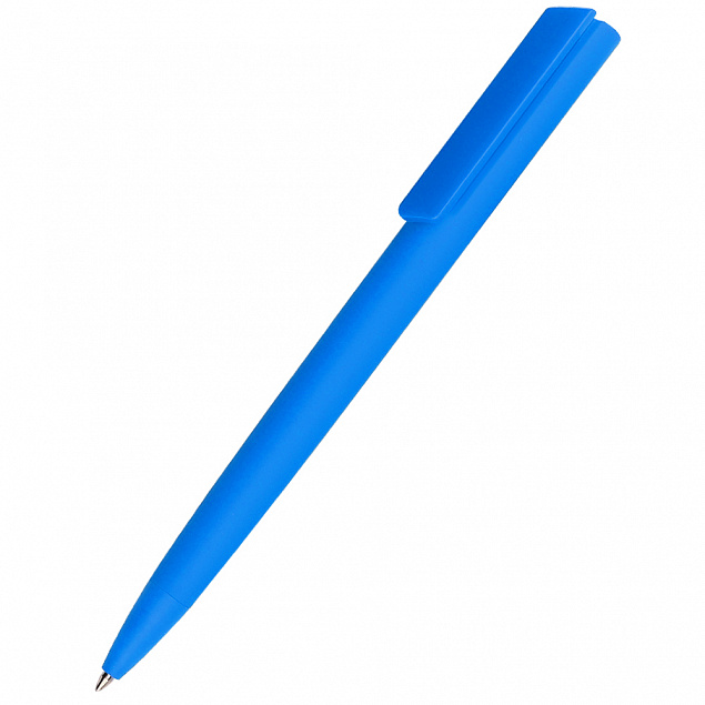 Ручка пластиковая Lavy софт-тач, светло-синяя с логотипом в Белгороде заказать по выгодной цене в кибермаркете AvroraStore