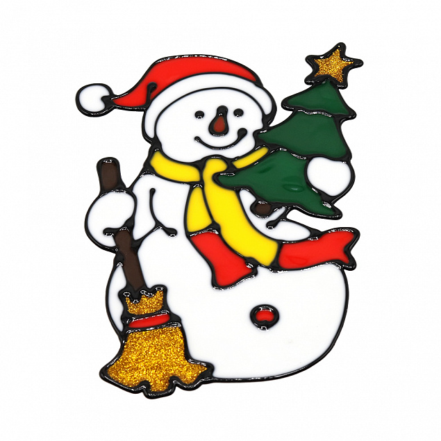 Наклейки на окна (пластиковые) (снеговик 20*29), мультиколор с логотипом в Белгороде заказать по выгодной цене в кибермаркете AvroraStore