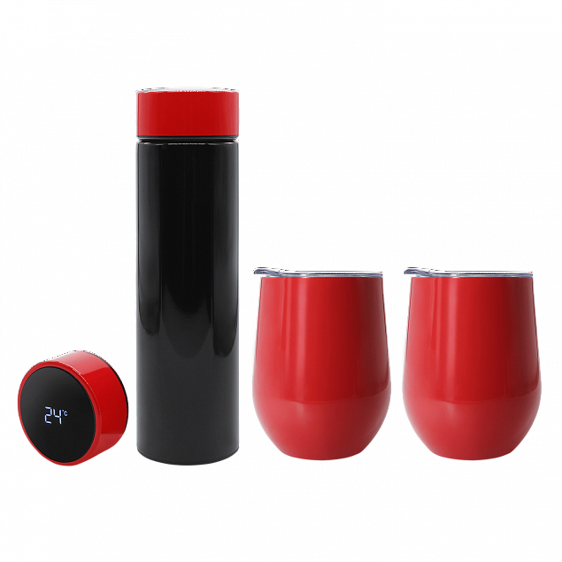 Набор Hot Box Duo C2B grey (черный с красным) с логотипом в Белгороде заказать по выгодной цене в кибермаркете AvroraStore