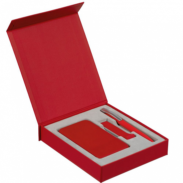 Коробка Latern для аккумулятора 5000 мАч, флешки и ручки, красная с логотипом в Белгороде заказать по выгодной цене в кибермаркете AvroraStore