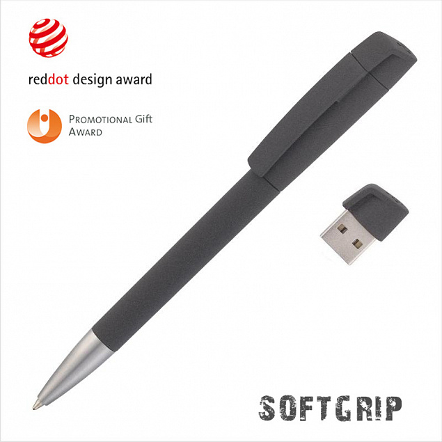 Ручка с флеш-картой USB 16GB «TURNUSsoftgrip M» с логотипом в Белгороде заказать по выгодной цене в кибермаркете AvroraStore