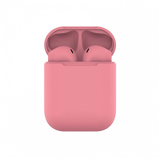 Наушники беспроводные с зарядным боксом TWS AIR SOFT, цвет розовый с логотипом в Белгороде заказать по выгодной цене в кибермаркете AvroraStore